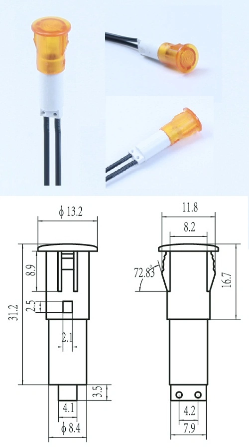 হলুদ পাইলট ল্যাম্প 10mm A-16-1 12 ভোল্ট প্যানেল নির্দেশক আলো 0